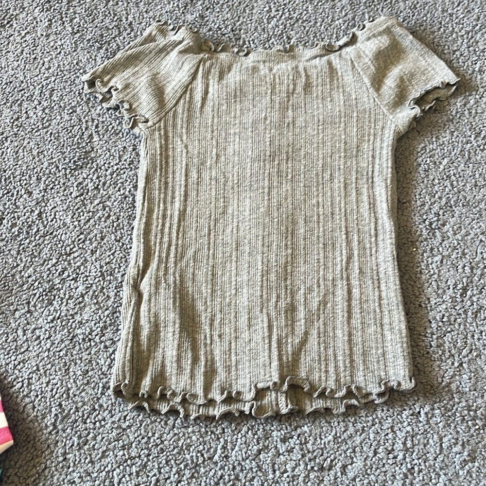 Justice Chic Gray Faux Button-Up Ribbed Top - Picture 2 of 3